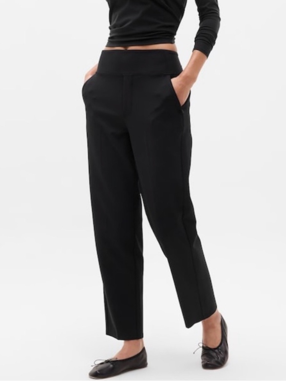 Athleta Endless High Rise Pant Black Straight Leg Size 8 Petite